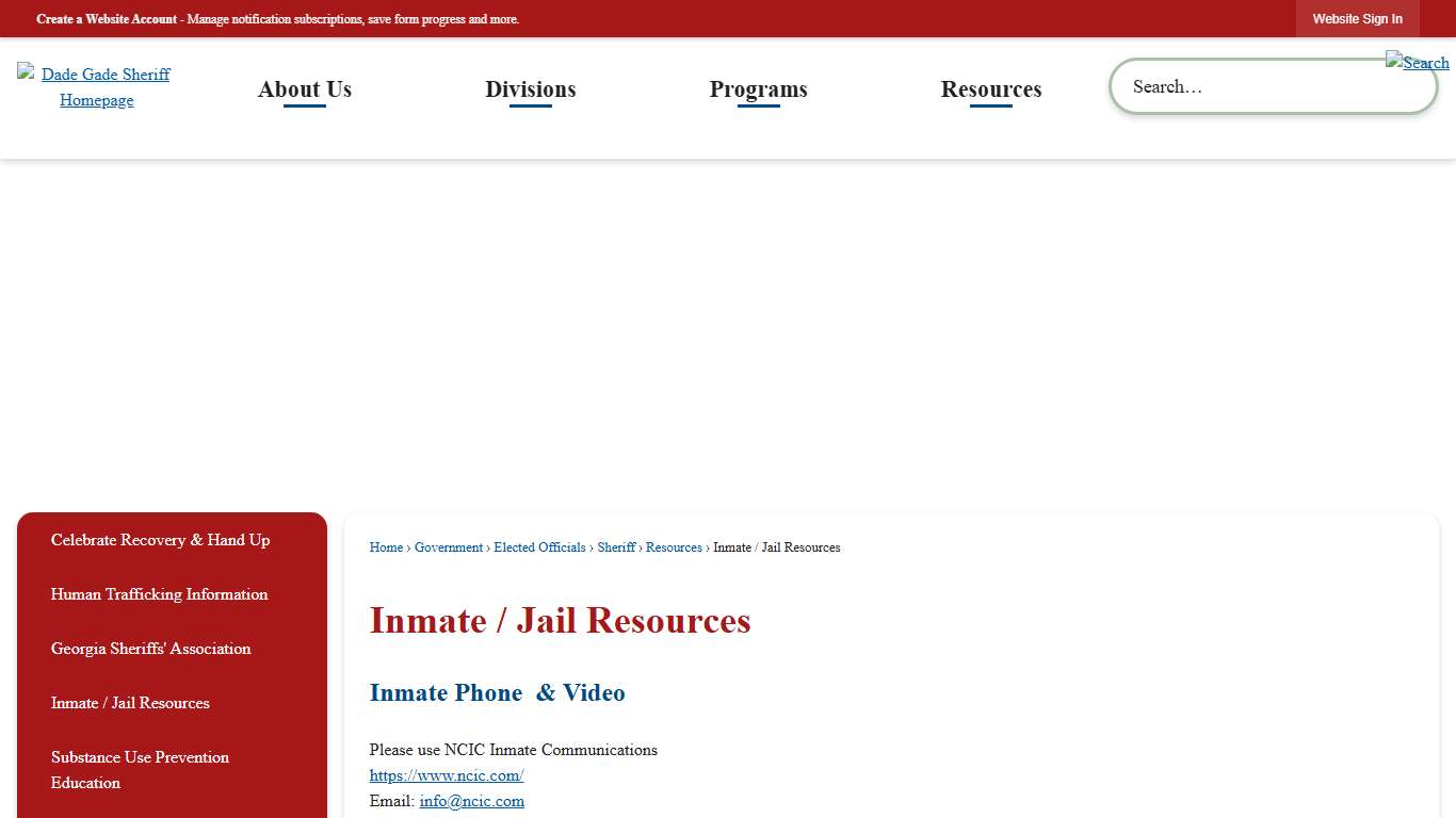 Inmate / Jail Resources | Dade County, GA